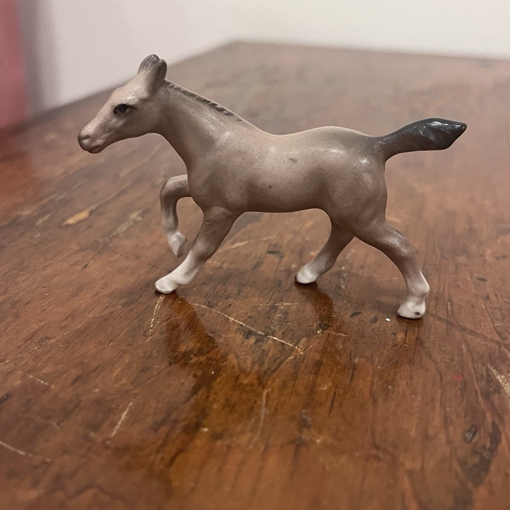 Vintage Lefton Ceramic Standing Horse Figurine #H621 Chestnut Brown, Rare Foal